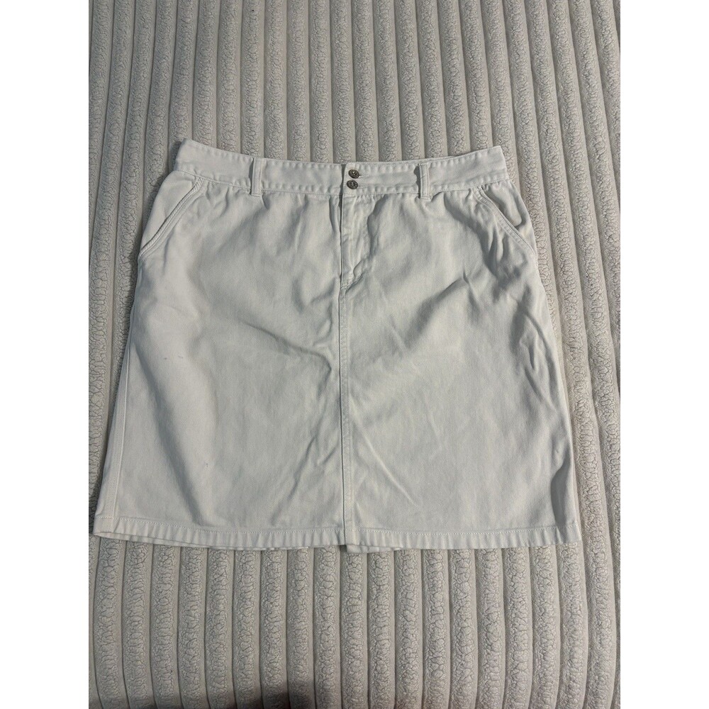 Vintage Polo Jeans Co Ralph Lauren Denim Skirt Womens 16 white knee length